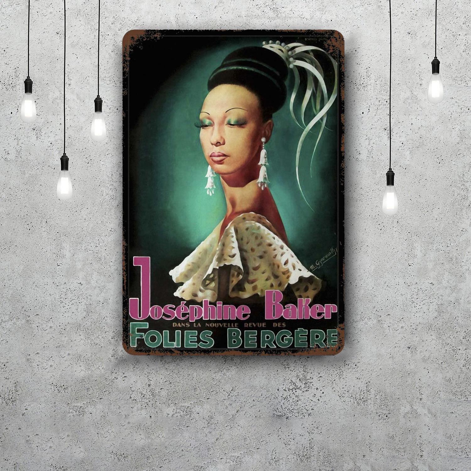 

folies bergere Classic Poster Rusty Metal Plaque Retro Decorative Plate Bar Man Cave Garage Club Metal Sign Wall Decoration 20x30cm（7.8x11.8inch）