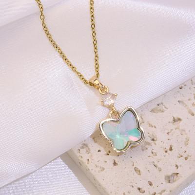 Fashion Artificial Crystal Butterfly Pendant Necklaces for Women Zirconia Necklace Wedding Party Jewelry Accessories