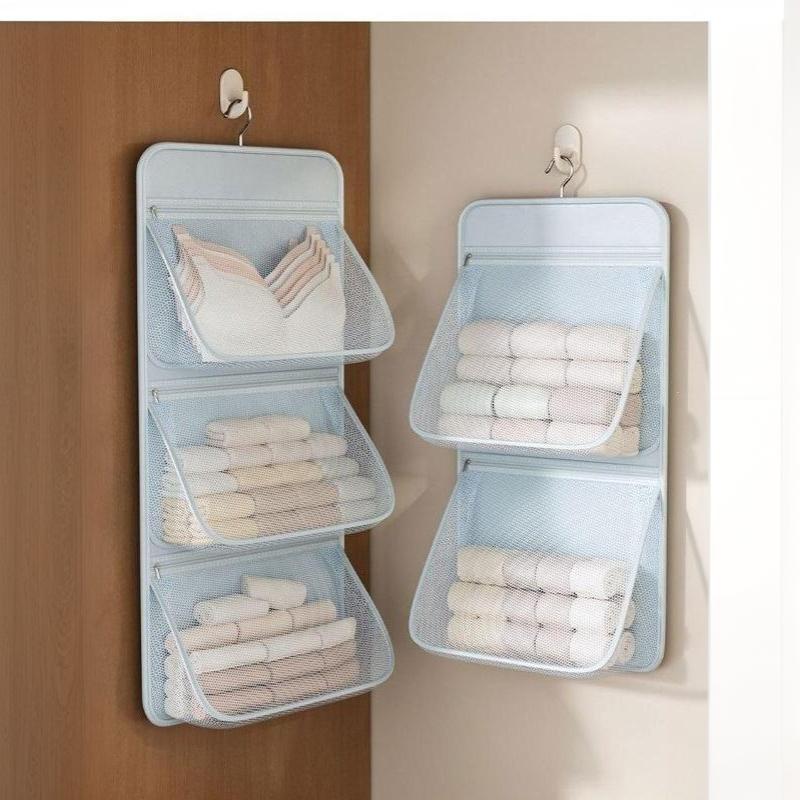 Hanging Mesh Closet Organizer 1/2/3 Tier Breathable Pockets For Storing Underwear Socks And Small Accessories