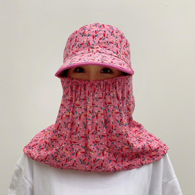 Women's Summer Sun Protection Hat with Large Brim, Shawl, and Face Mask for Cycling and Tea Picking - Breathable and Protective.