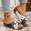 Fashion Flat Sandals Summer New Round Head Open Toe Metal Buckle Collocation Color Soft Sole Anti-slip Wear-resistant Slippers