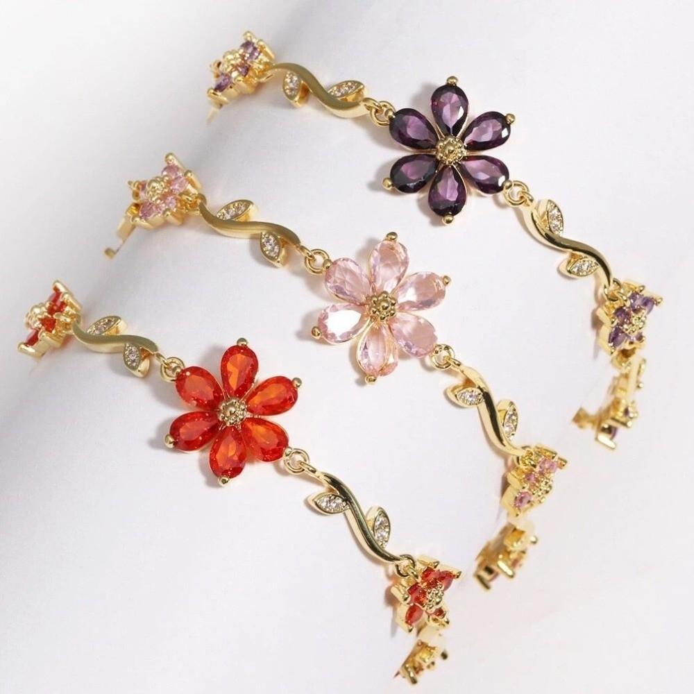 Y2K Chain Bracelet Crystal Women's Bracelet Sweet Flowers Bracelet
