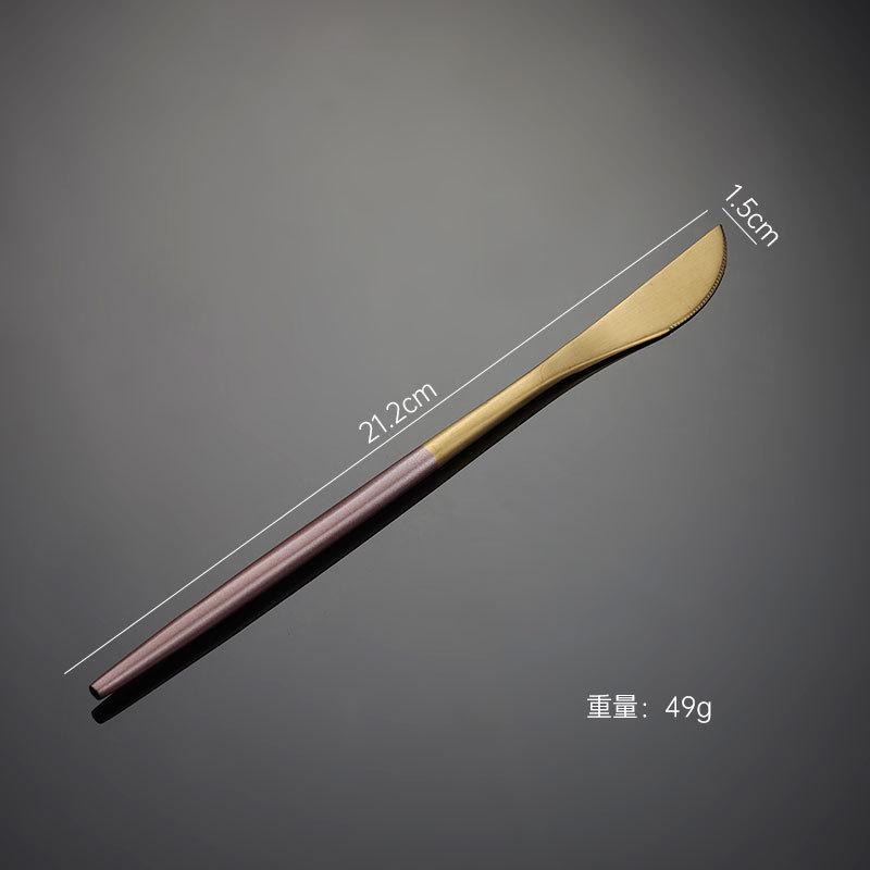 304 Stainless Steel Portuguese Knife and Fork Spoon Titanium-plated Gold Thick Western Tableware Paint Handle Wedding Gift