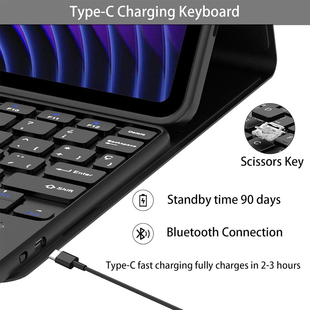 Tastaturhülle für Redmi Pad 2 11 Zoll Hülle, Tastaturabdeckung für Redmi Pad 2 11-Zoll-Tablet-Hülle mit Stifthalter