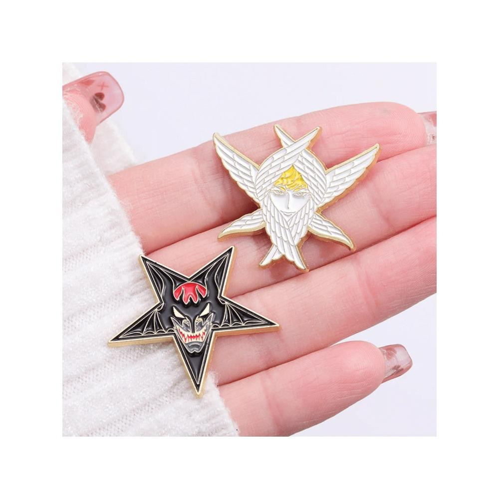 

2 женских креативных металлических значка серии «Ангел и Демон» для повседневной носки, сумок, аксессуаров и брошей