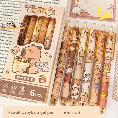 6 Stück Ästhetischer Capybara Gelstift Cartoon 0,5 mm Gelstift Schnelltrocknend Süßer Schreibstift Bürobedarf