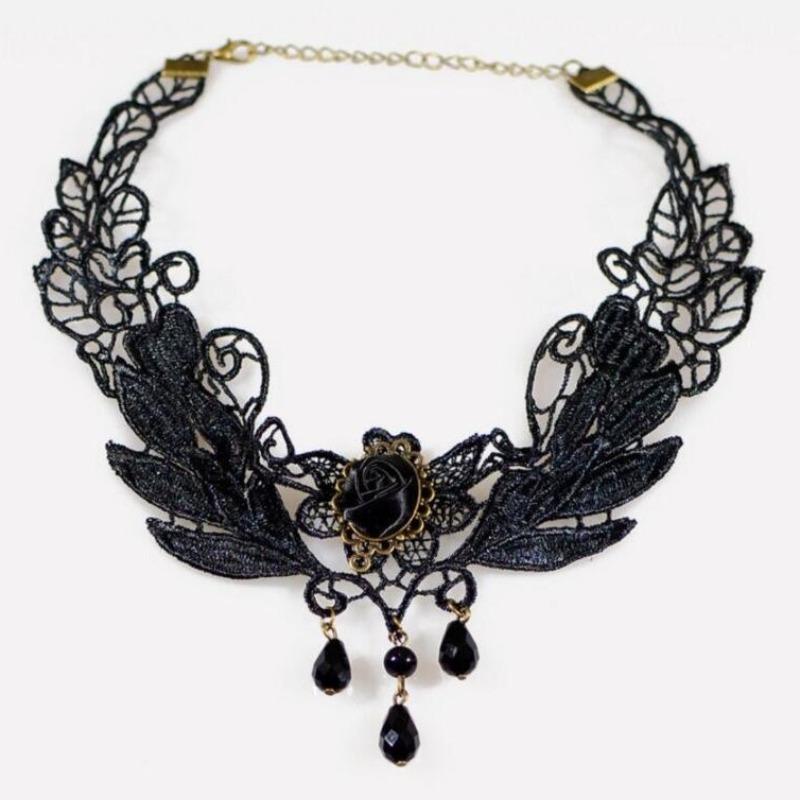 Accessories Women's Cervical Strap Court Gothic Hottie Necklace Lace Necklace Choker Collarbone Chain Collar Vintage