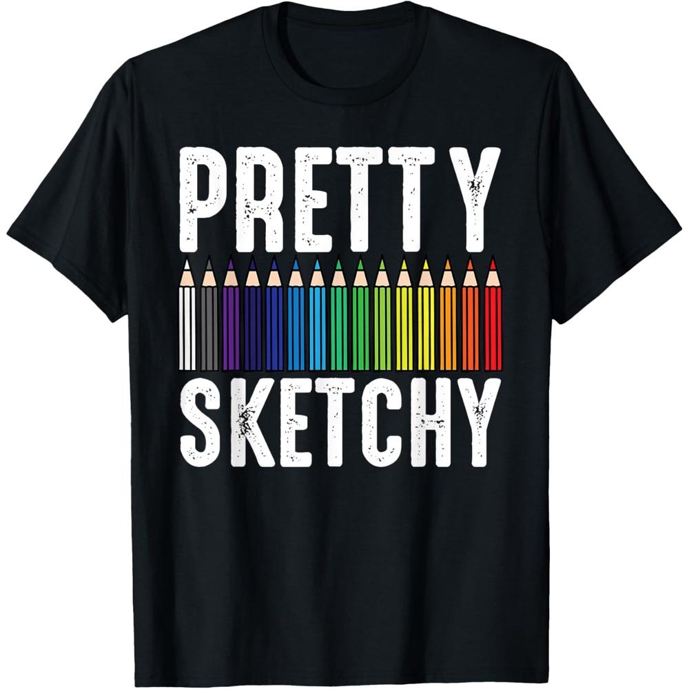 Pretty Sketchy Color Pencils Cool Painter Artist Art Teacher T Shirt 4XL чёрный