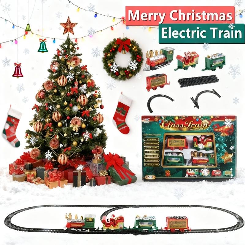 Electric Train Set Mini% Santa Claus Rail Car Toy Creative\\ Christmas Tree Decoration Train%^ Kids Education Toy Christmas Gift