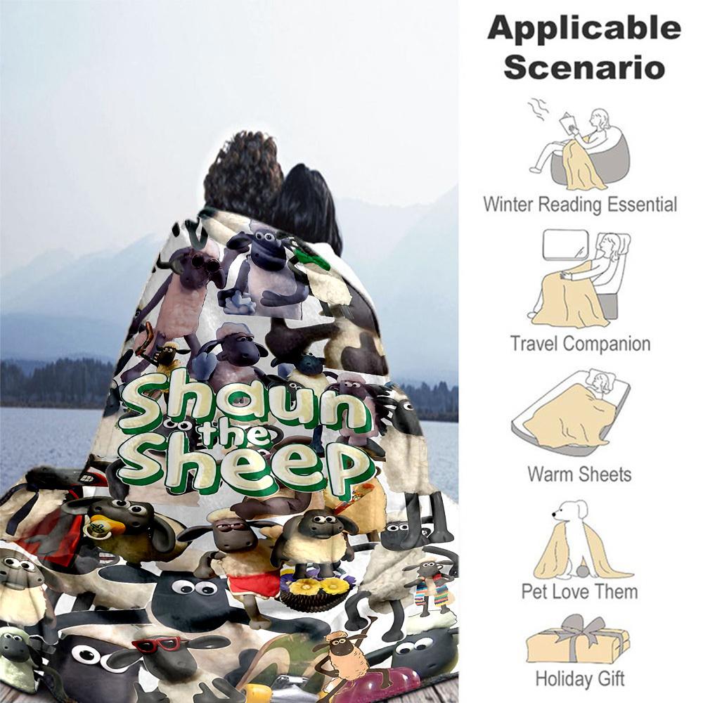 1pc Sheep Shaun Outdoor Blanket Lightweight Flannel, Soft & Warm, All-Season Use for Sofa, Outdoor, Camping, Living Room, Office098