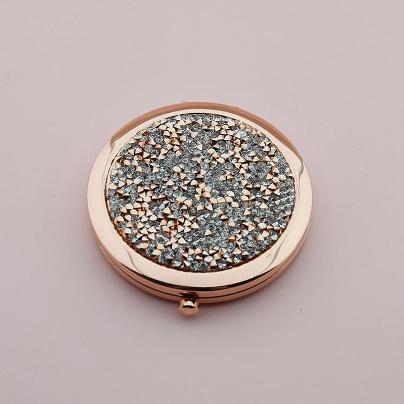 Miroir Compact Voyage Exquis Outils de Maquillage Rond Portable Pliant Miroir de Maquillage à Mettre dans la Poche Miroir Double Face