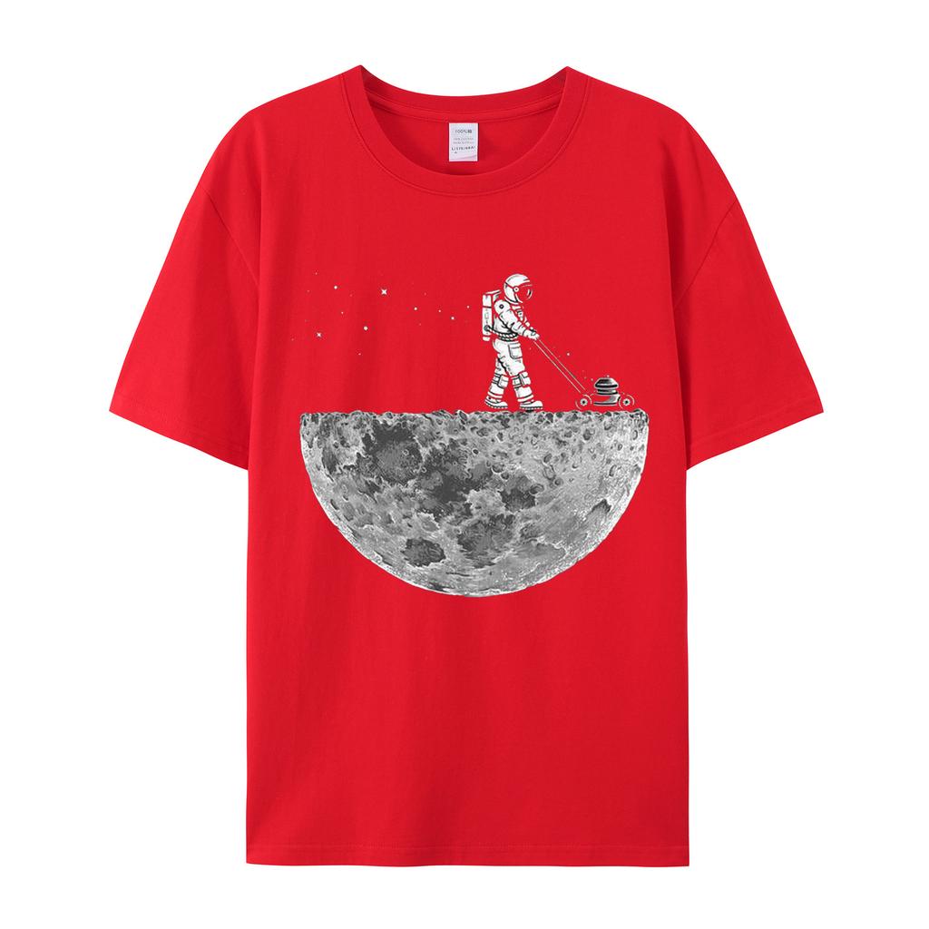 Astronaut Moon Hemisphere Men's 100% Cotton Short sleeved Fashion Women's T-shirt Casual Street Clothing