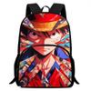 One Piece 15 Inch Front Pocket Backpack for Boys Girls Best Gifts Lightweight Durable Cartoon School Bookbag for Children Travel