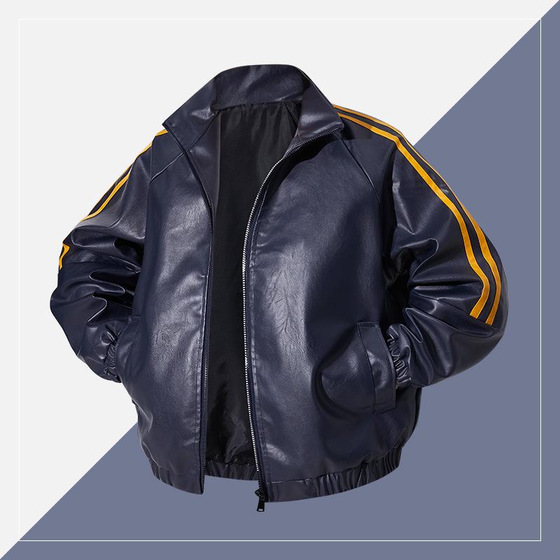 Jacket Men's Casual Top Plus Size PU Windproof Waterproof Jacket Men's Wear