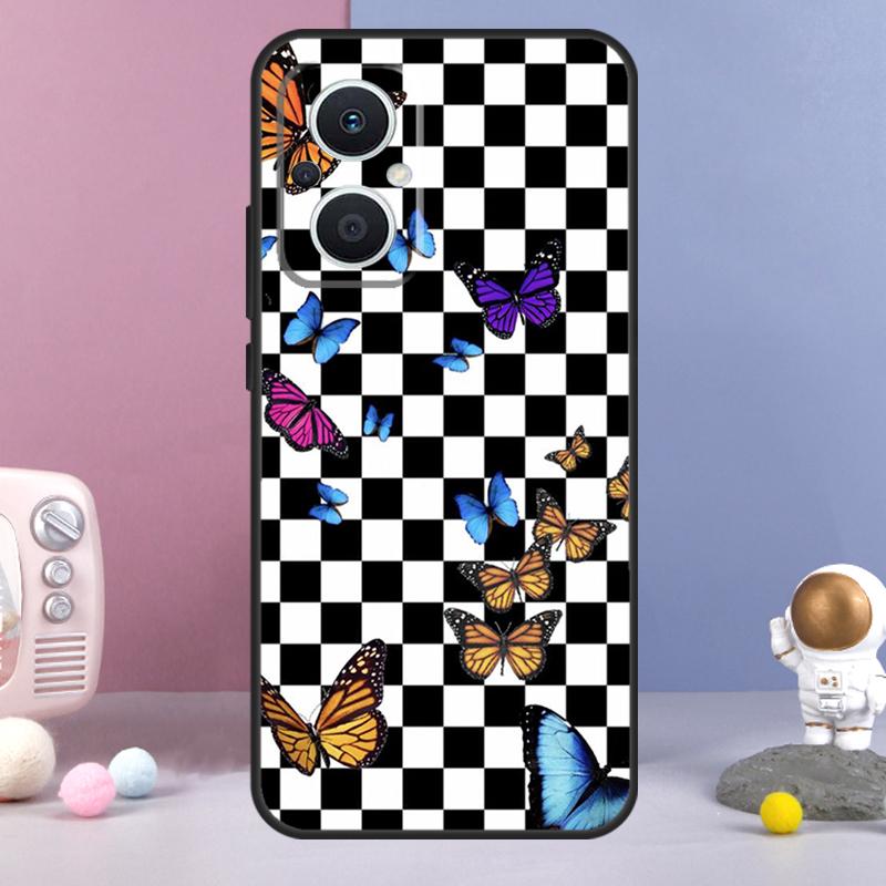 Checkerboard Sunflower Funda For OPPO Reno 14 F 11F 12F 13F 10 11 12 13 Pro 7 8 Lite OPPO Find X8 X6 X5 X9 Pro Case