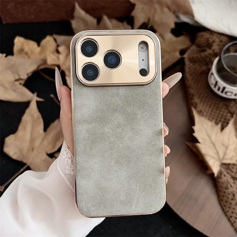 IPhone 17 Air 16 E 15 14 Plus 13 12 11 Pro Max Silicone Shockproof Anti-Fingerprints CoverPlating Matte Leather Phone Case
