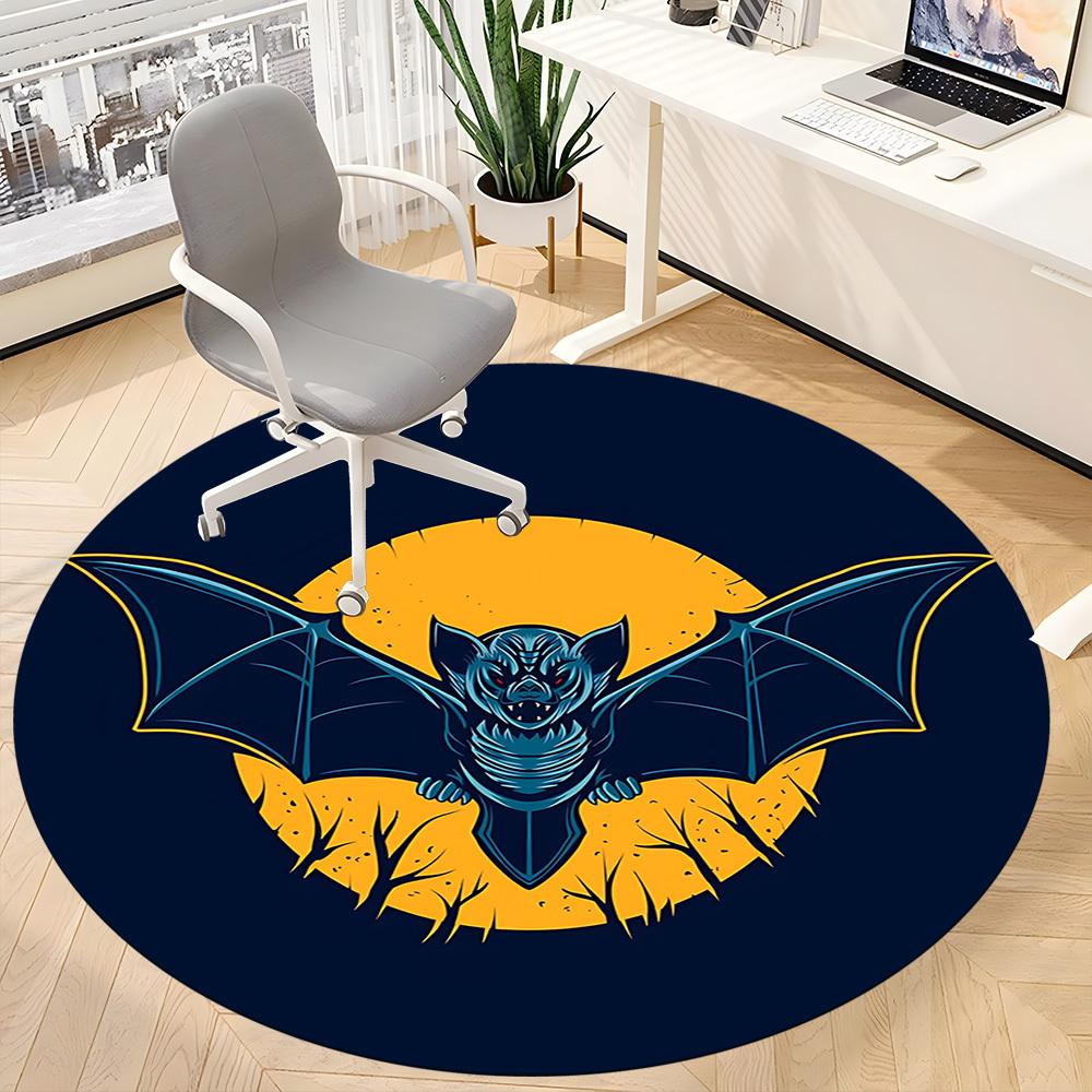 1pc Bat Moon Office Round Area Rug, Under Office Chairs Bedroom Living Room Home Decor, Room Deco, Available In Various Sizes