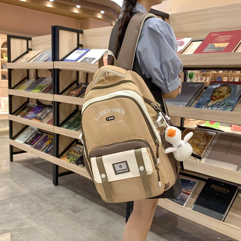 Middle School Student Schoolbag Women's Campus Large Capacity Backpack Men Color Block Backpack