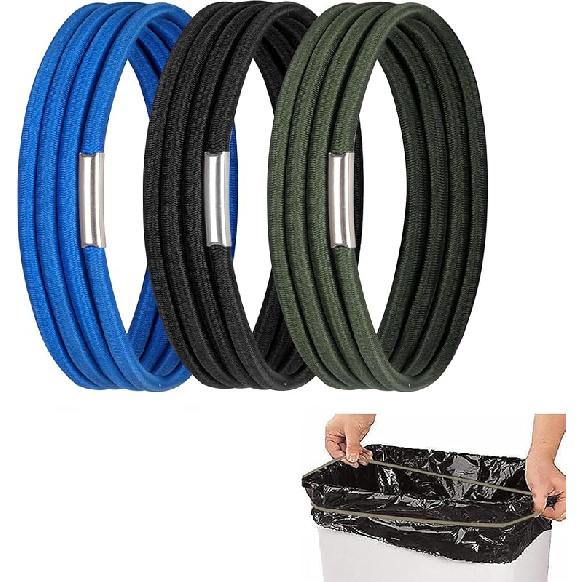 Trash Can Rubber Bands, Fit 13-30 Gallon Garbage Can, Set of 3 Elastic Trash Can Bands Heavy Duty for Kitchen Bathroom, Garbage Bin & Litter Box