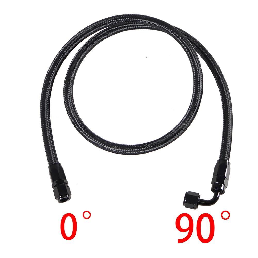 1M AN4 4AN Black Braided Oil Fuel Fittings Hose End 0+90 Degree Oil Adaptor Kit Oil Fuel Hose Line