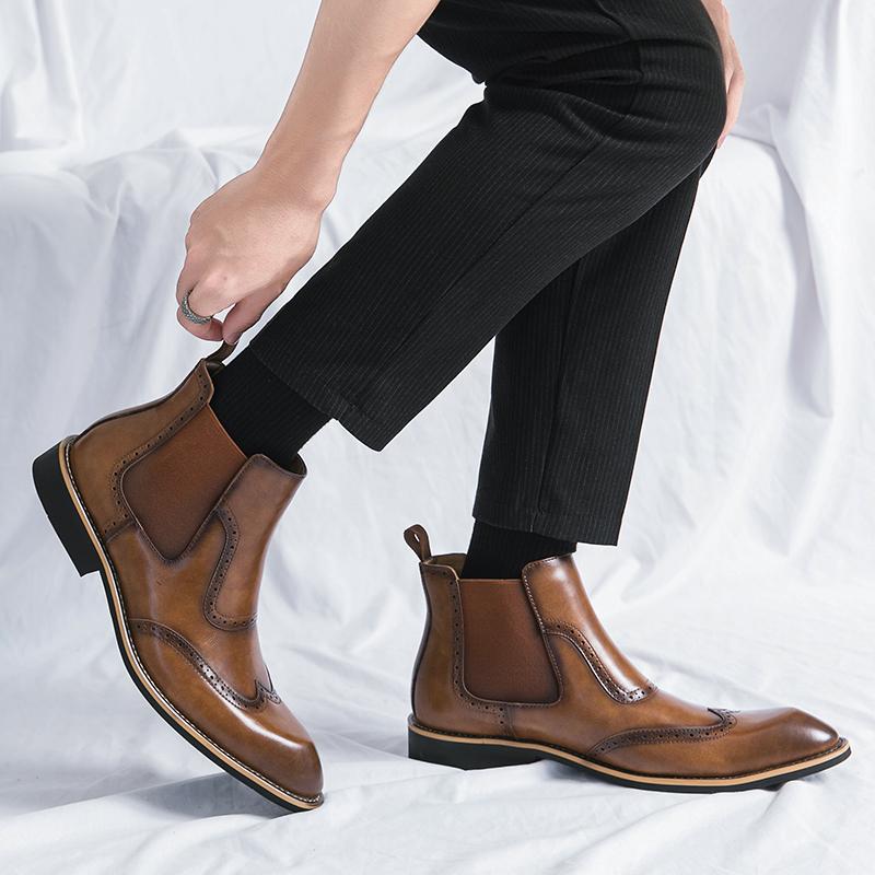 Fashion 38-45 Boots Men PU Splicing Business Office Fashion Brand Chelsea Boots European and American Luxury Social Boots Men Boots