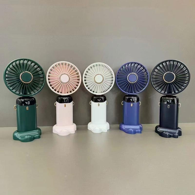 Portable N15 USB Foldable Handheld Fan with Digital Display & Long Battery Life for Desktop or Hanging Neck Use