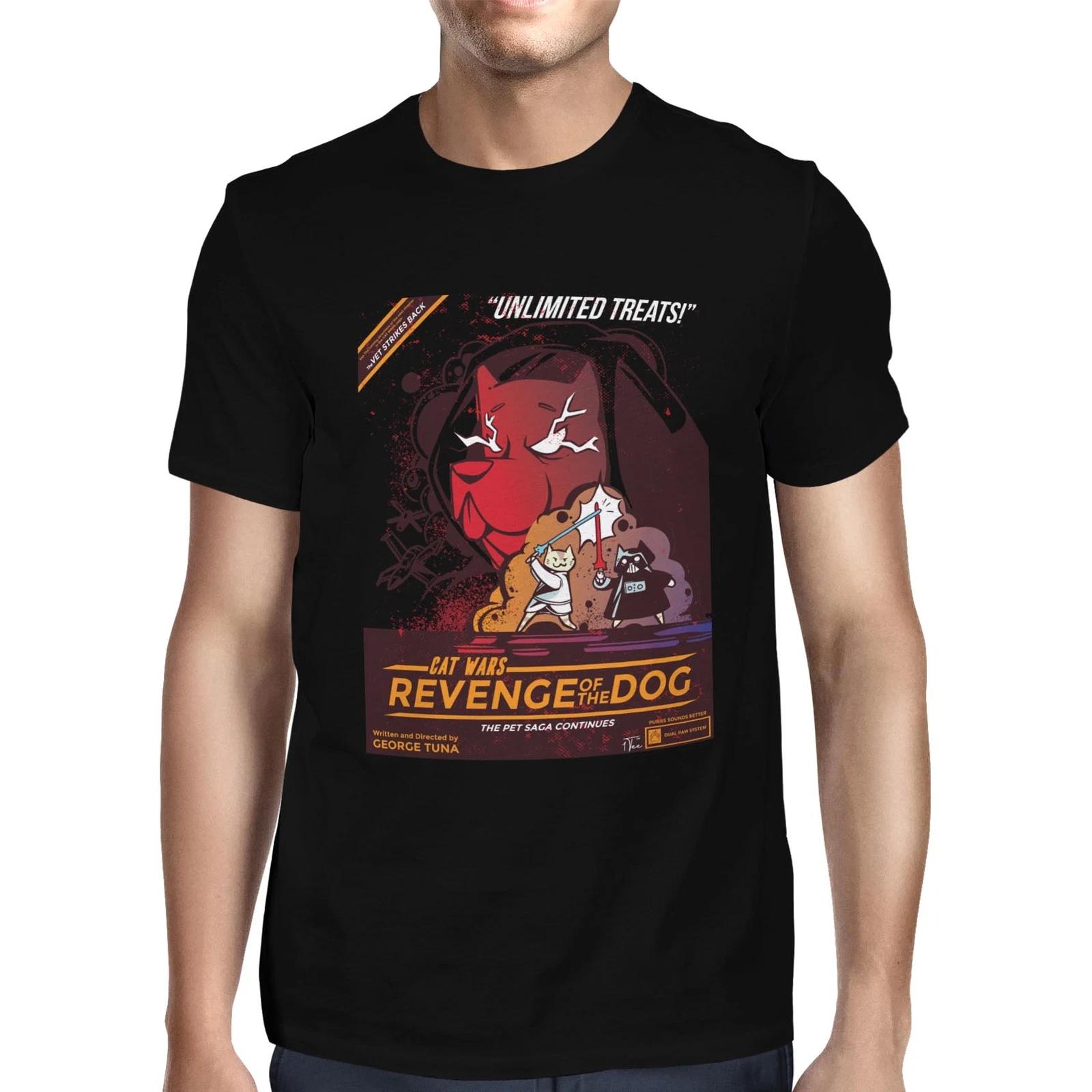 1Tee Mens Cat Wars Revenge of the Dog Spoof T-Shirt XL
