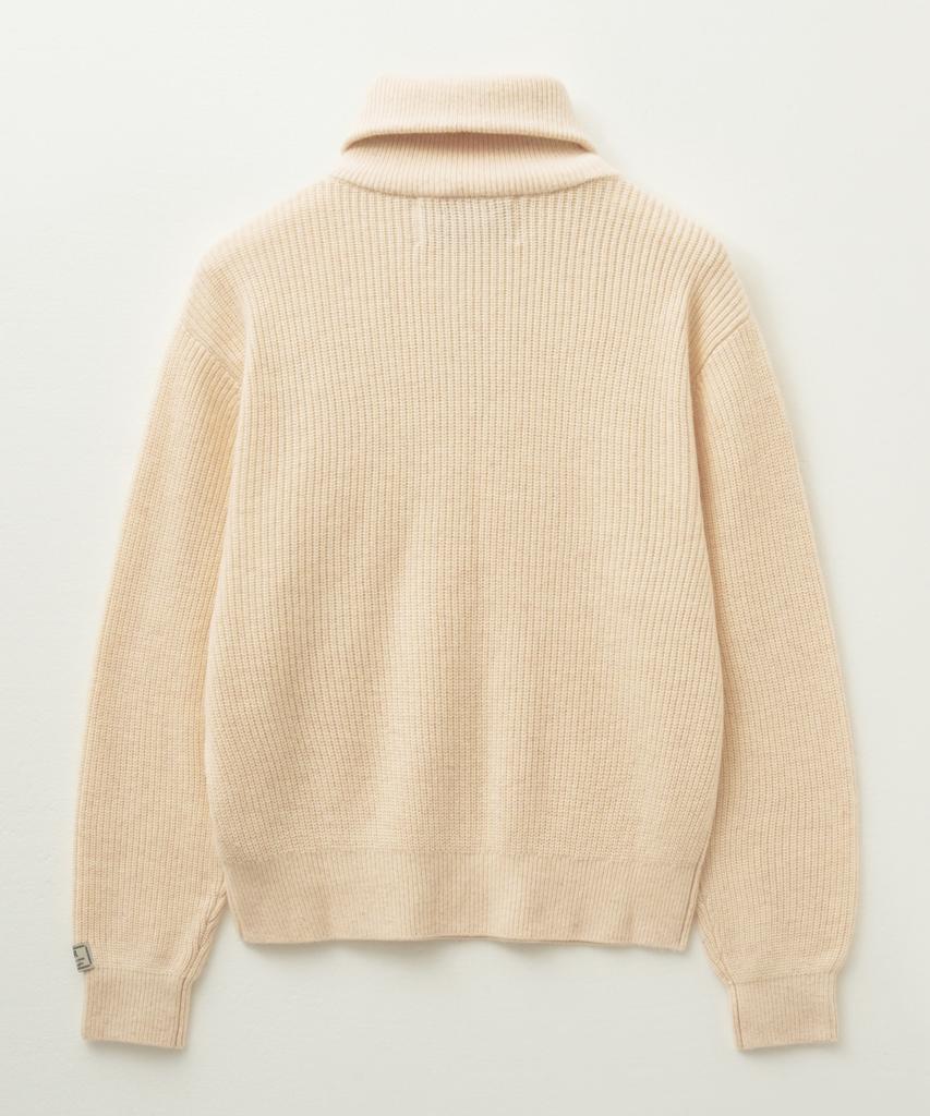 Seteo Button-Up Sailor Half Knit Zip-Up Cream