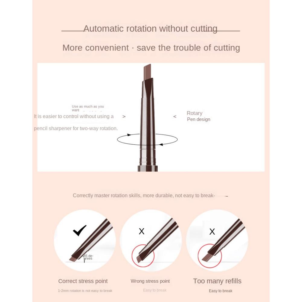 DNM Single 7-colour Double-ended Triangular Eyebrow Pencil with Brush for Natural and Easy Application for Beginners