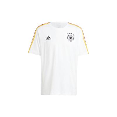 Logo-Print Drei-Streifen Rundhals Kurzarm T-Shirt Herren Oberteile Weiß IU2082