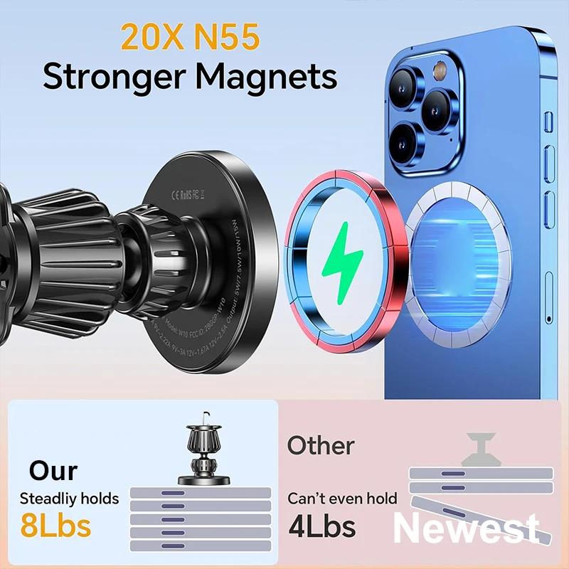 UYUXIO Dashboard Magnetic Wireless Car Charger 15W Fast Charging Adapter Car Phone Holder for iPhone 16 15 14 Pro Max Plus 13 12