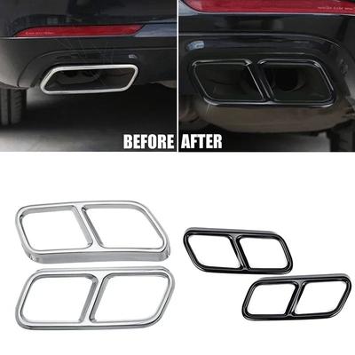 1Pair Glossy Black / Silver Stainless Steel Rear Dual Exhaust Pipe Sticks Covers For Mercedes Benz S Class 10-17 W221 W222 C217