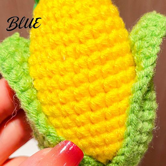 Soft Purse Accessory Crocheted Corn Keychain for Backpacks, Handmade Keyring with Bell Crochet Food & Blessing Tag, Simulated Vegetable Bag