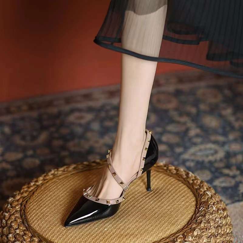 Pointed Rhinestone Buckle Stiletto Summer 2025 New Sandals Women's High Heels Women's Shoes European and American Large Size Women's Shoes Women