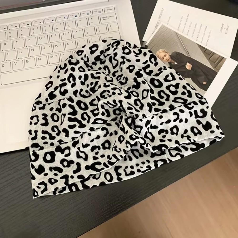 American Style Pullover Hats Stacking Leopard Beanies Cap Fashion Y2k Baggy Cap  Women