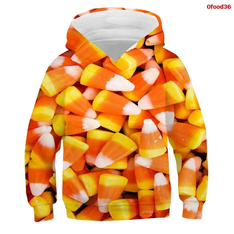 Frühling Herbst Popcorn Hoodies Kinder Macaron Print Jungen Mädchen Trainingsanzug Pommes Süßigkeiten Lustige Kleidung Obst 3D Druck Pullover Kinder Sweatshirts