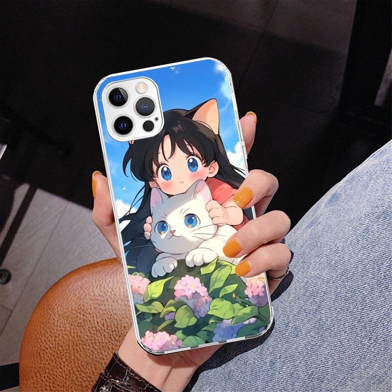 Cute Anime Ins Girls Animal Cat Phone Case For iPhone 17 Air 16 Pro Max 16E 15 + 14 Plus 11 12 13 Mini 7 8 SE Gift Print Cover F