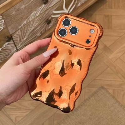 Plating Wrinkle Wavy Curly Edge Phone Case For For Iphone 17 16 15 12 13 14 Pro Max 3D Unevenness Camera Protection Cover