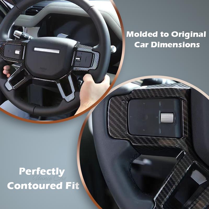 Für New Defender Modifikationszubehör Interieur für Land Rover Defender Lenkradverkleidung Schwarzes ABS Kohlefaser-Dekoration
