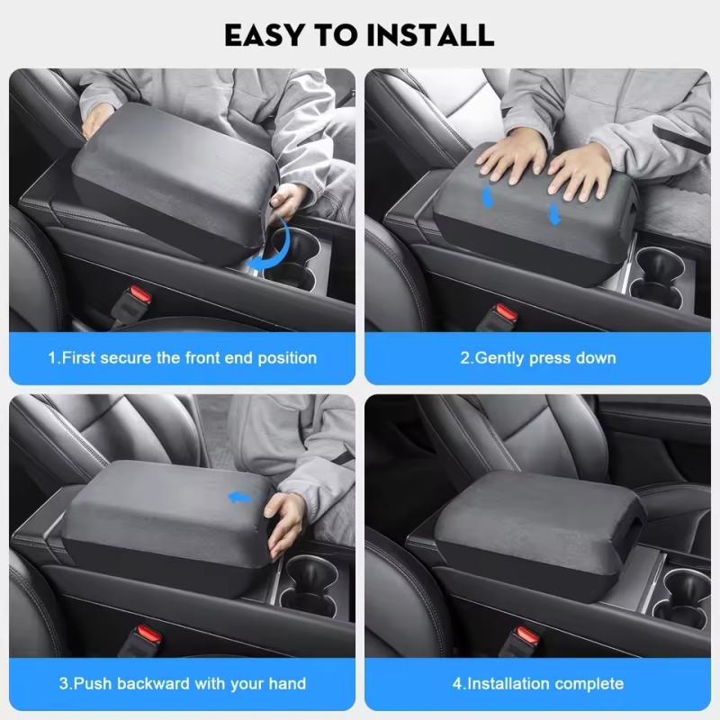 Armrest Box For Tesla Model Y Juniper 2026 Model 3 Highland Soft Suede Center Console Armrest Cover Booster Pad With Storage Box