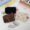 New Corduroy Floral Coin Wallet Women Portable Lipstick Makeup Bag Children's Cute Coin Purse Small Wallet Large Capacity ID Bag