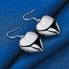 Charm 925 Sterling Silver Exquisite Shiny Heart Shape Drop Earrings Women's Fashion Wedding Party Jewelry