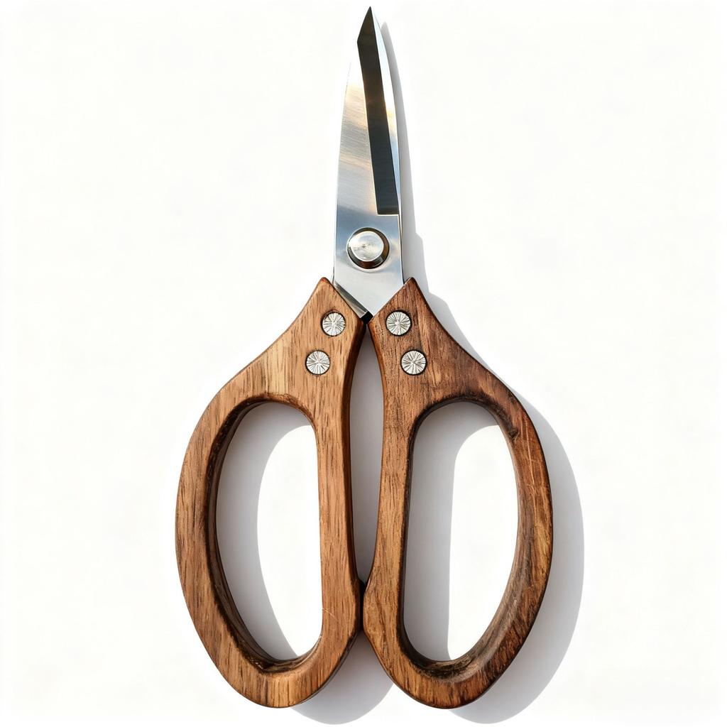 Kitchen Scissors with 3Cr13 Stainless Steel Blade and Acacia Wood Handle, Caramel