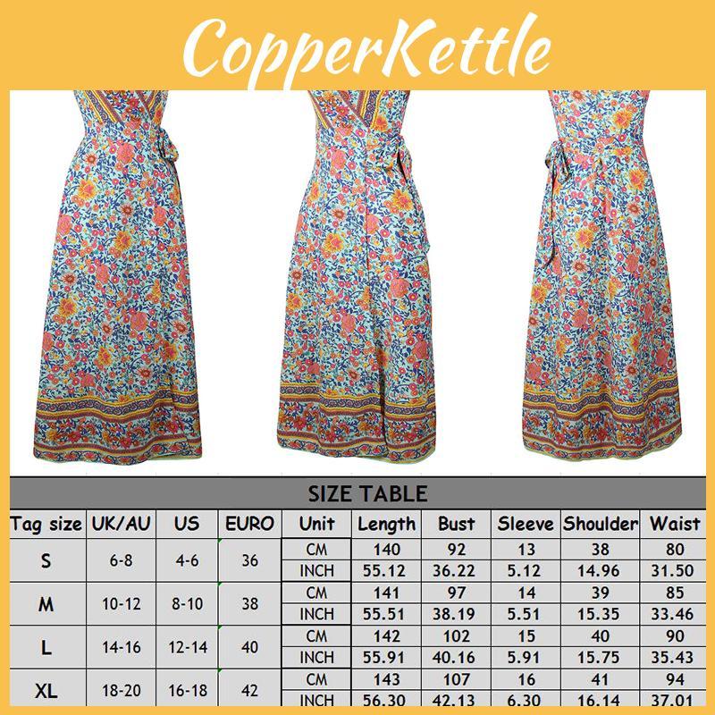 Women Wrap Summer Boho Floral Paisley Maxi Print Dress For Effortless Style