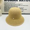 New Hollow Knitted Bucket Hat Women's Summer Sunscreen Visor Hat Showing Face Small Bucket Hat Basin Hat