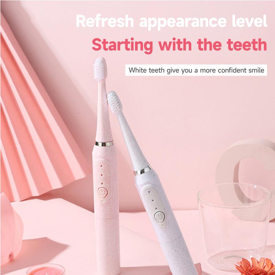 

Soundwave electric toothbrush, non rechargeable soft bristled, fully automatic waterproof toothbrush for couples білий