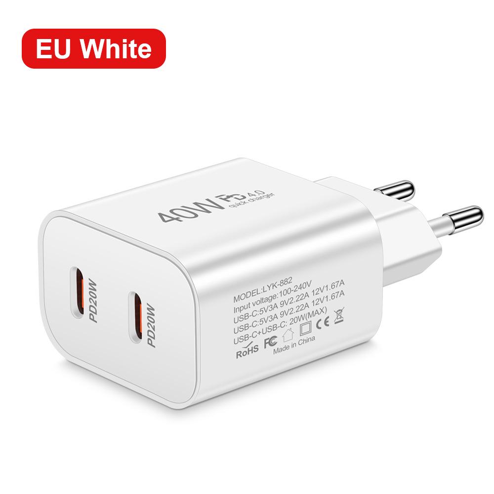 40W Dual PD Type-C Fast Charger for Mobile Phones