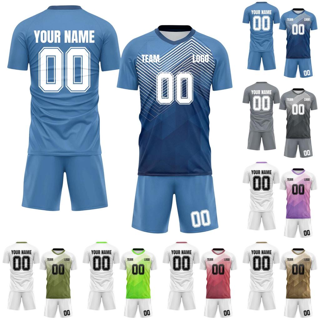 Men’s Short Sleeve Sports Jersey and Shorts Set Breathable -Wicking Quick Dry Athletic Uniform for Team Training DIY Custom Design