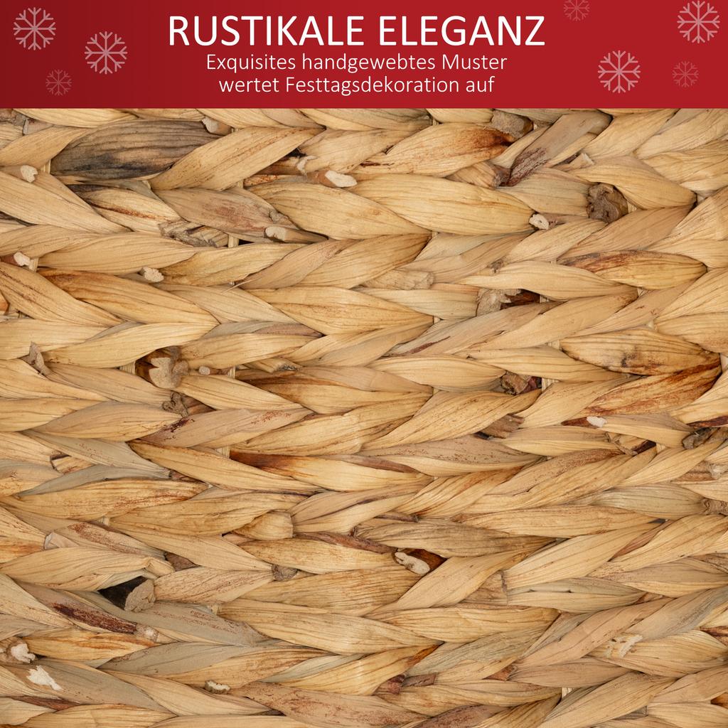 Christmas Tree Stand Cover, Rustic, Woven Pattern, Water Hyacinth, Metal Reinforcement