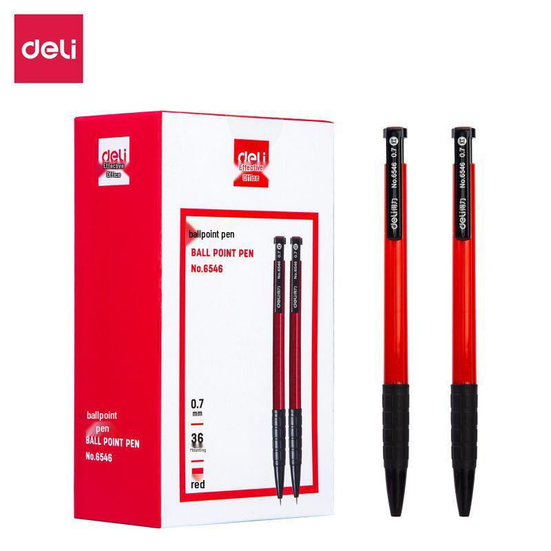 Deli 6546 Ballpoint Pen, Medium Ink, Press Type, 0.7mm Bullet Tip, Large Capacity, Ideal for Students & Business Meetings. 0.7 Bullet Tip